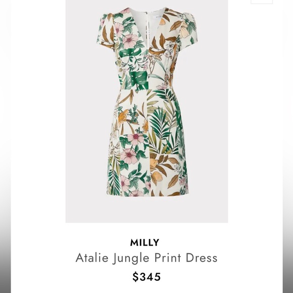 Milly Tropical‎ Floral Mini Dress in Green and Pink - Picture 3 of 15